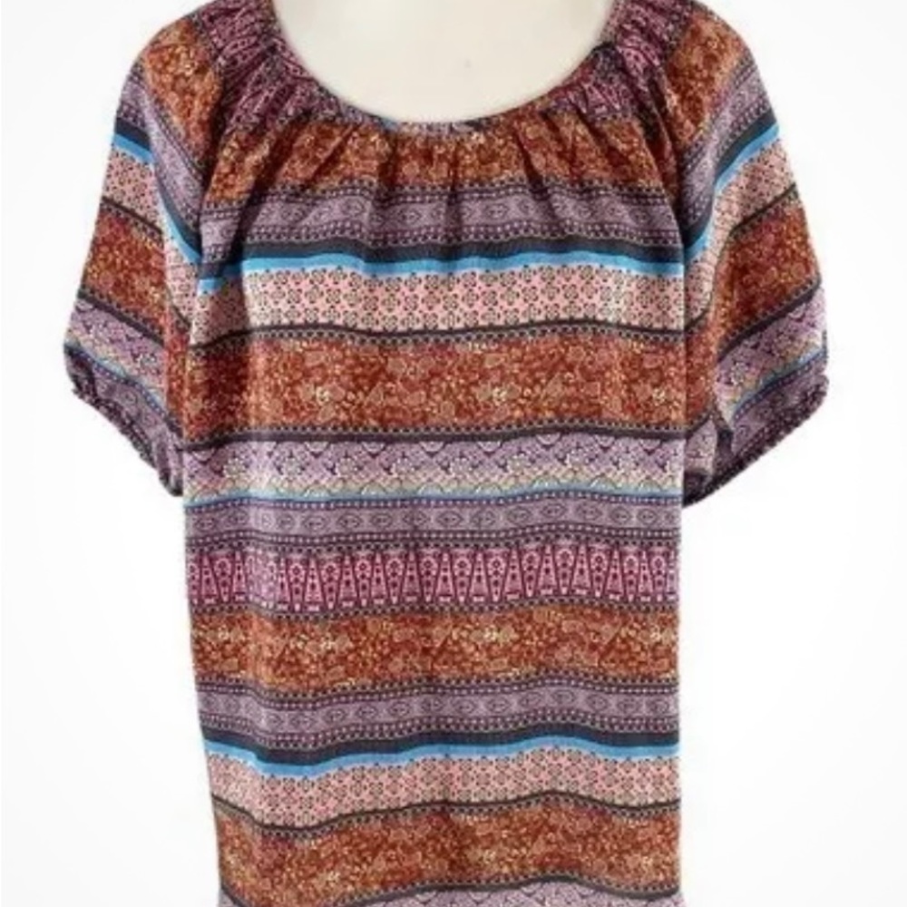 Sundance Short Sleeve Paisley 100% Silk BlouseWomen's Size Large